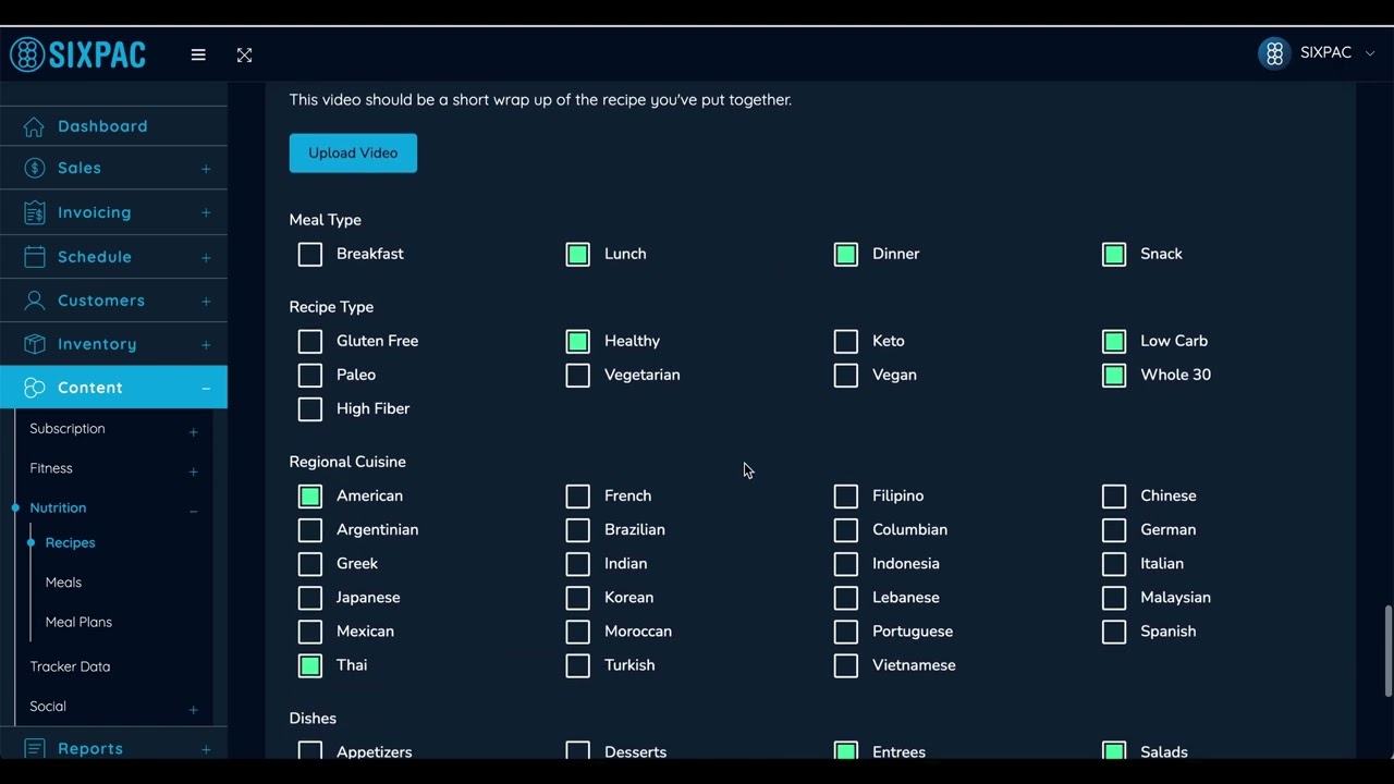 SIXPAC Tutorial - Nutrition Content