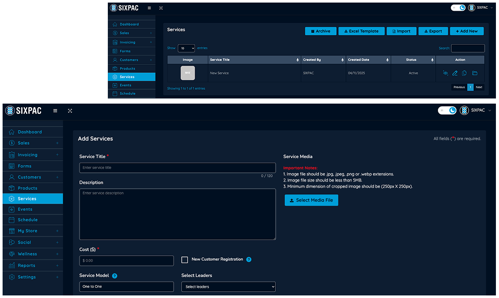 Business dashboard