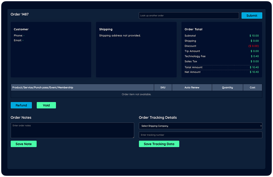 Business dashboard