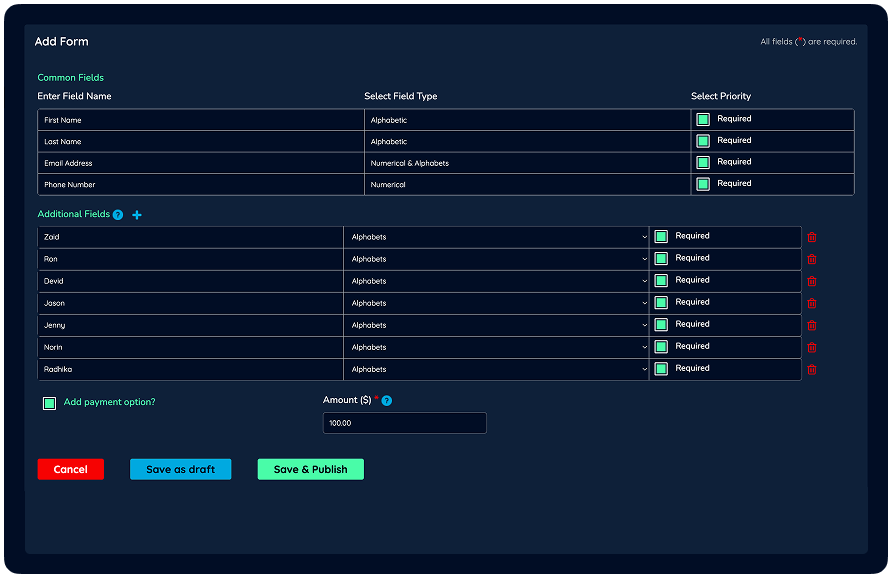 Business dashboard
