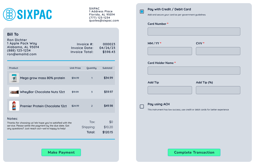 Business dashboard