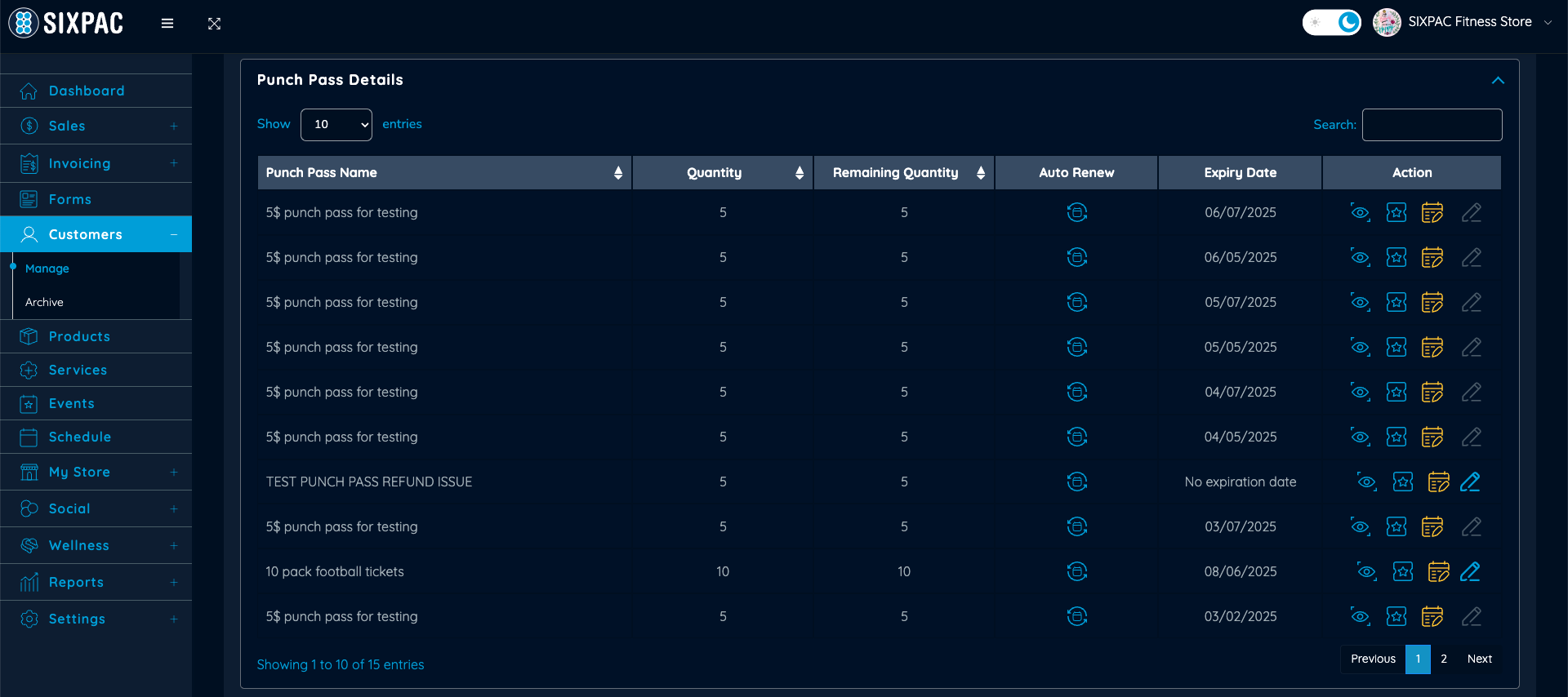 Business dashboard