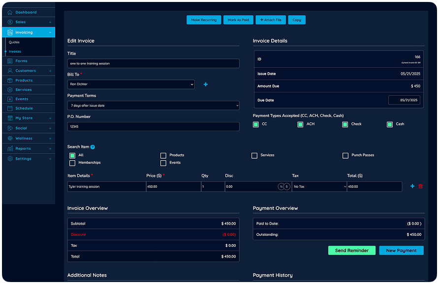 Business dashboard