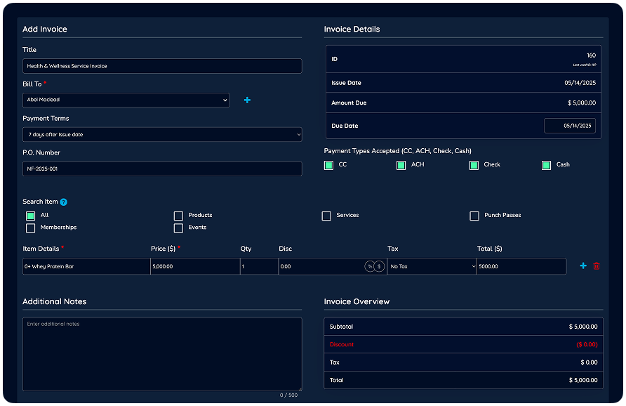 Business dashboard