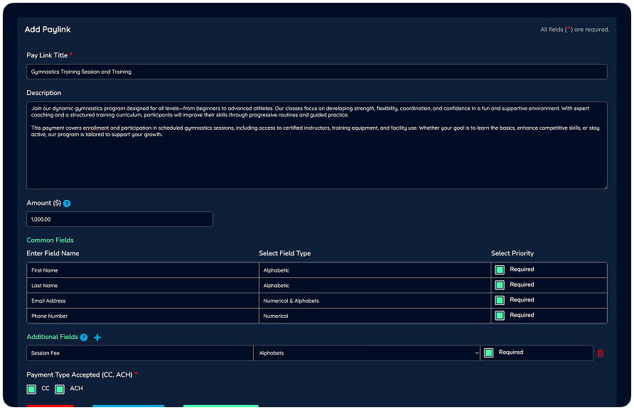 Business dashboard