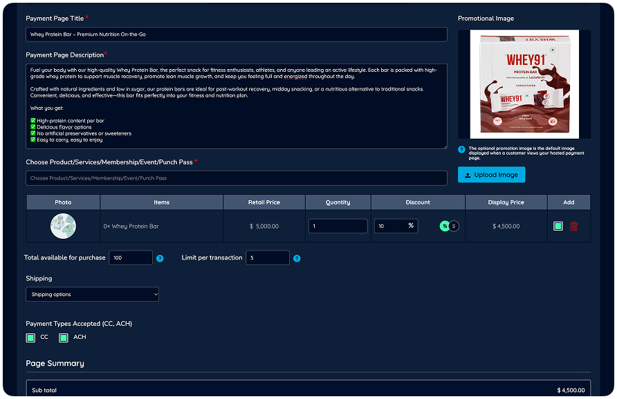 Business dashboard